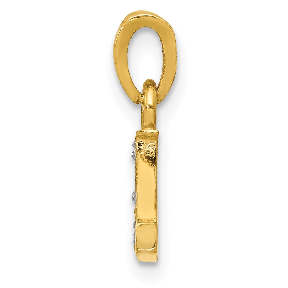 Million Charms 14K Yellow Gold Themed, Rhodium-plated Polished .01Ct Diamond Alphabet Letter Initial L Charm