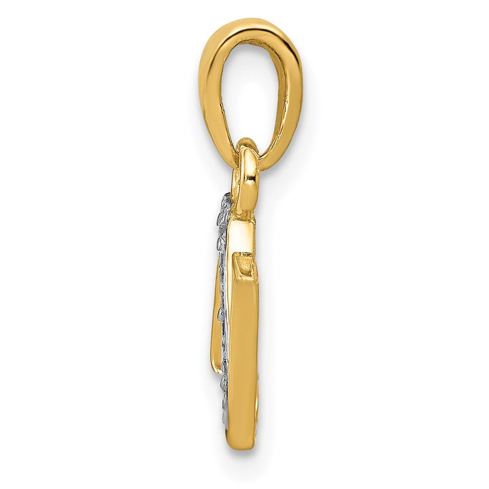 Million Charms 14K Yellow Gold Themed, Rhodium-plated Polished .01Ct Diamond Alphabet Letter Initial N Charm