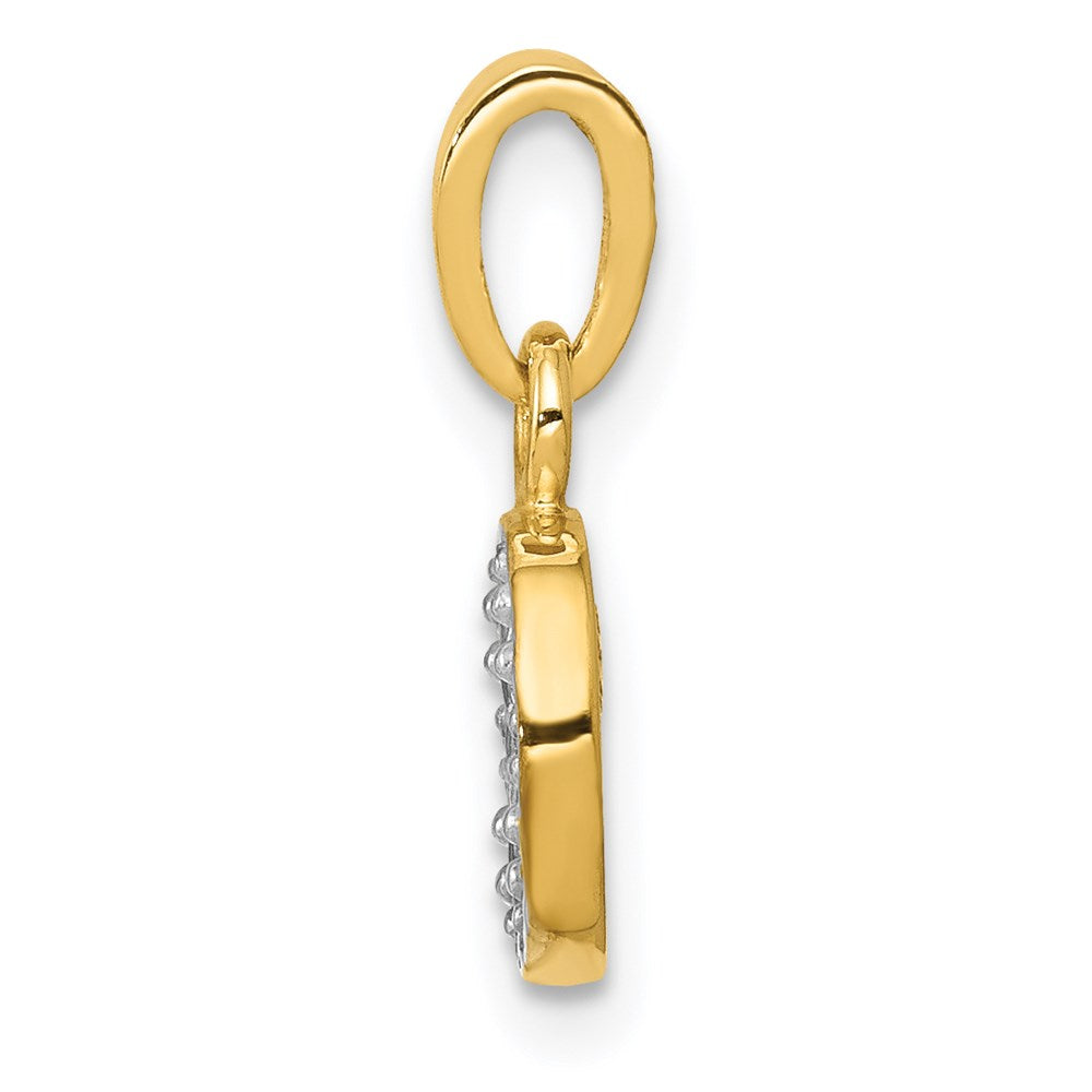Million Charms 14K Yellow Gold Themed, Rhodium-plated Polished .01Ct Diamond Alphabet Letter Initial O Charm
