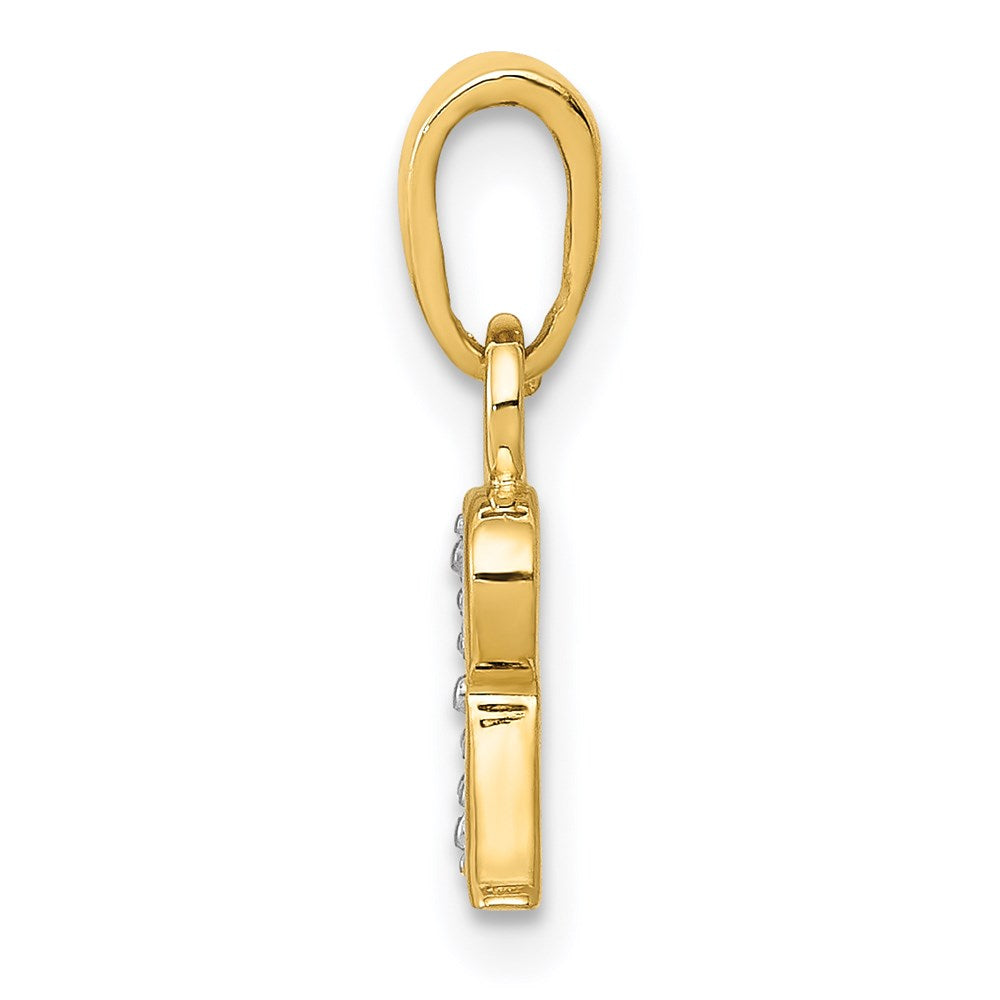 Million Charms 14K Yellow Gold Themed, Rhodium-plated Polished .01Ct Diamond Alphabet Letter Initial R Charm