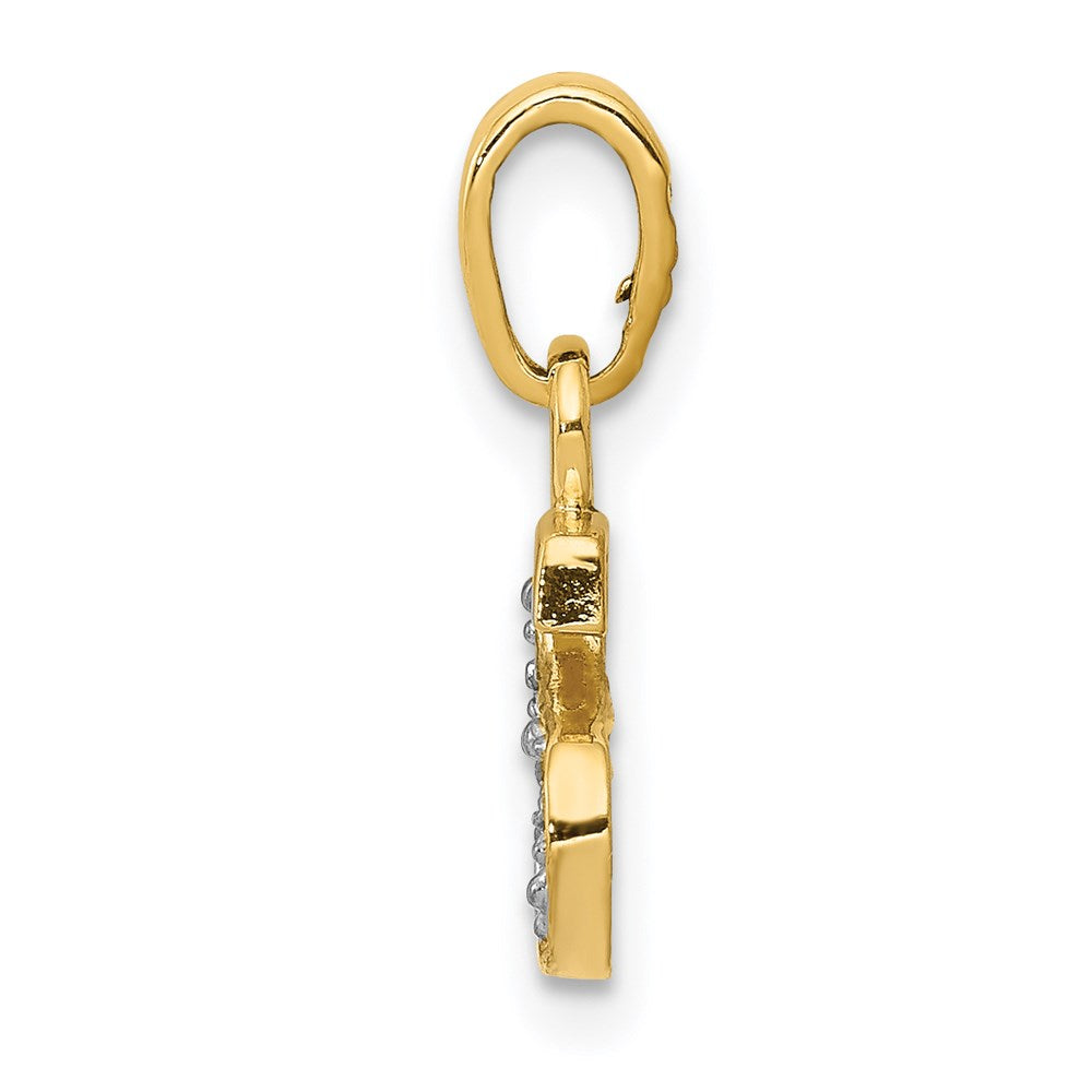 Million Charms 14K Yellow Gold Themed, Rhodium-plated Polished .01Ct Diamond Alphabet Letter Initial S Charm