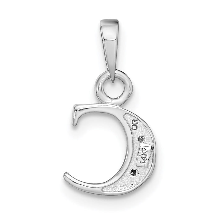 Million Charms 14K White Gold Themed Polished .01Ct Diamond Alphabet Letter Initial C Pendant