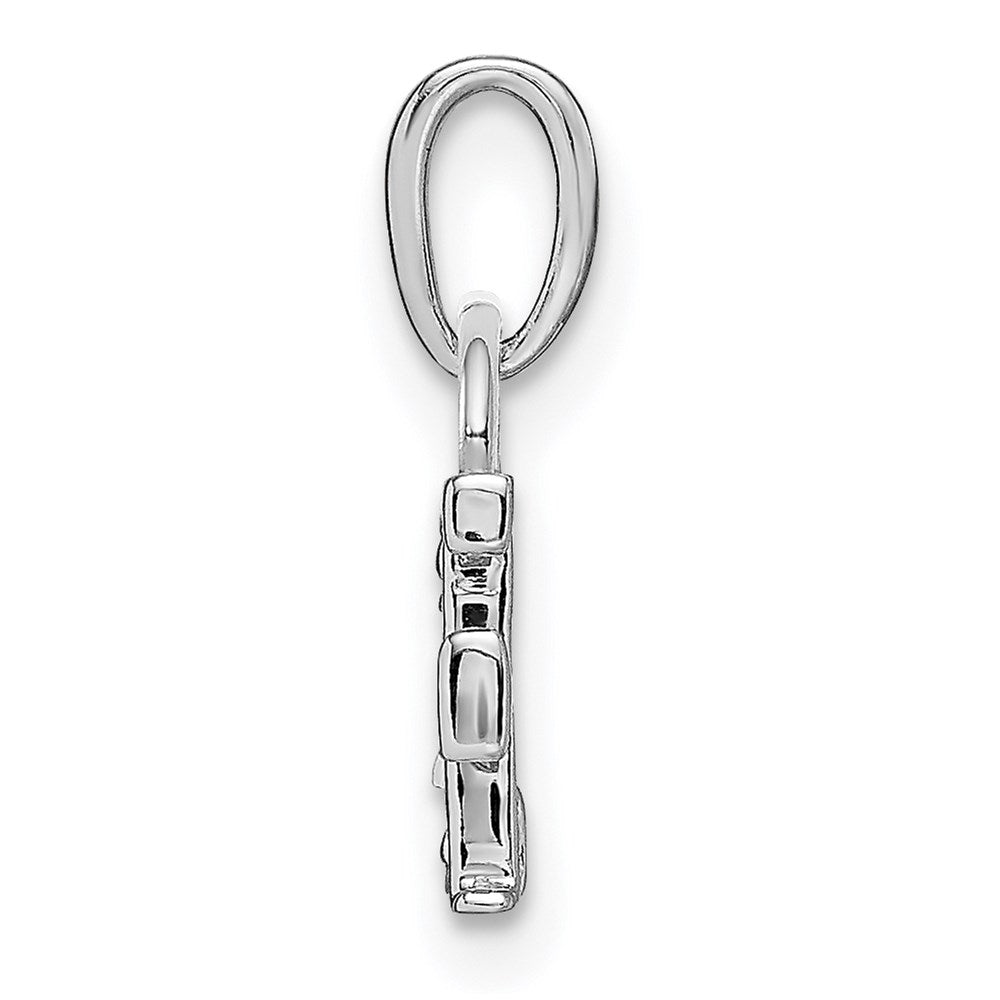 Million Charms 14K White Gold Themed Polished .01Ct Diamond Alphabet Letter Initial F Charm