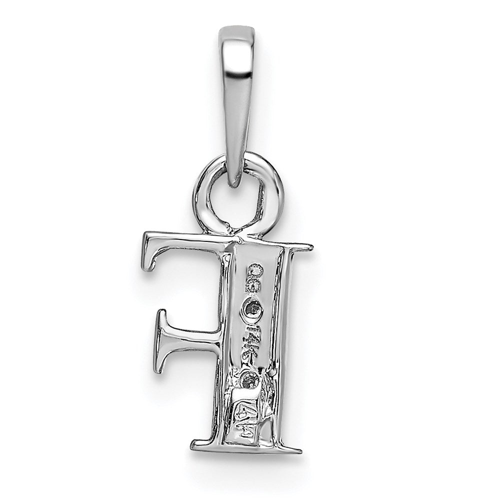 Million Charms 14K White Gold Themed Polished .01Ct Diamond Alphabet Letter Initial F Charm