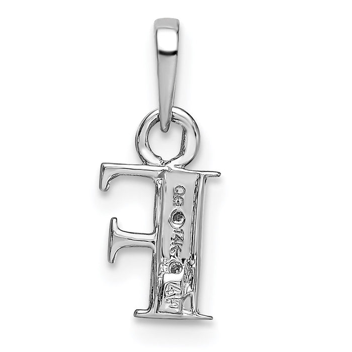 Million Charms 14K White Gold Themed Polished .01Ct Diamond Alphabet Letter Initial F Charm