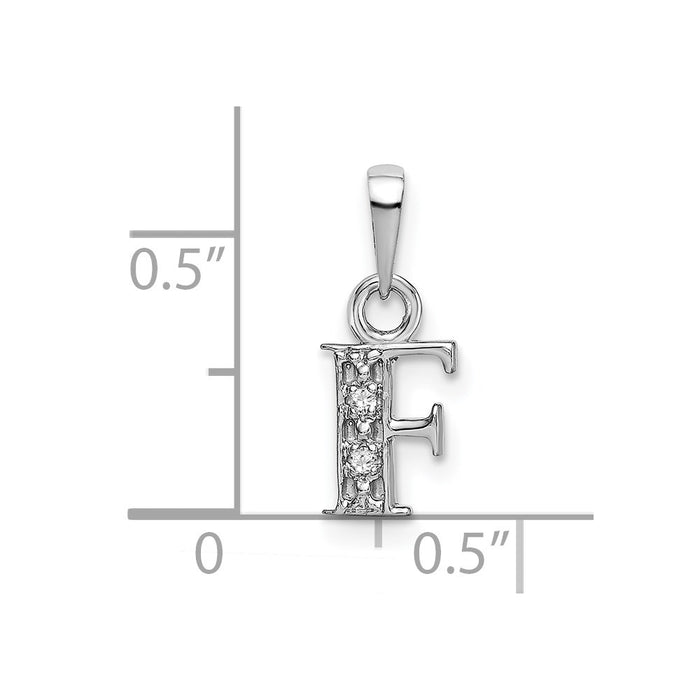 Million Charms 14K White Gold Themed Polished .01Ct Diamond Alphabet Letter Initial F Charm