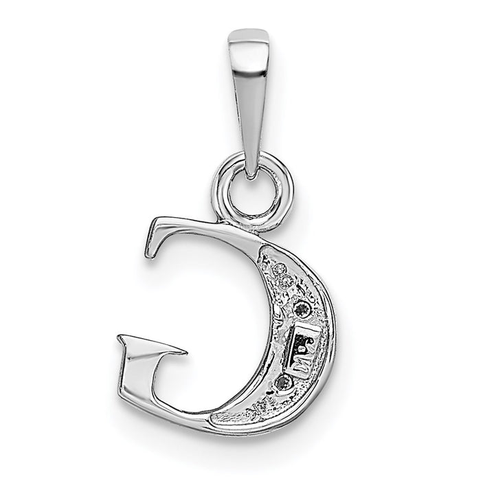 Million Charms 14K White Gold Themed Polished .01Ct Diamond Alphabet Letter Initial G Charm