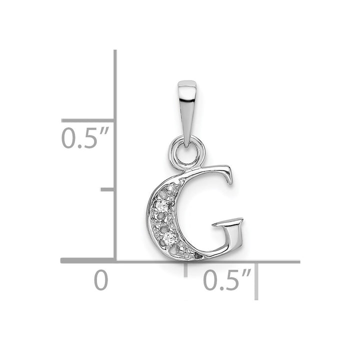 Million Charms 14K White Gold Themed Polished .01Ct Diamond Alphabet Letter Initial G Charm