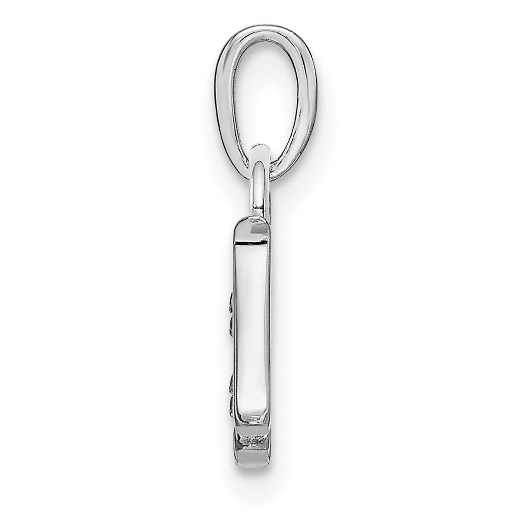 Million Charms 14K White Gold Themed Polished .01Ct Diamond Alphabet Letter Initial H Charm