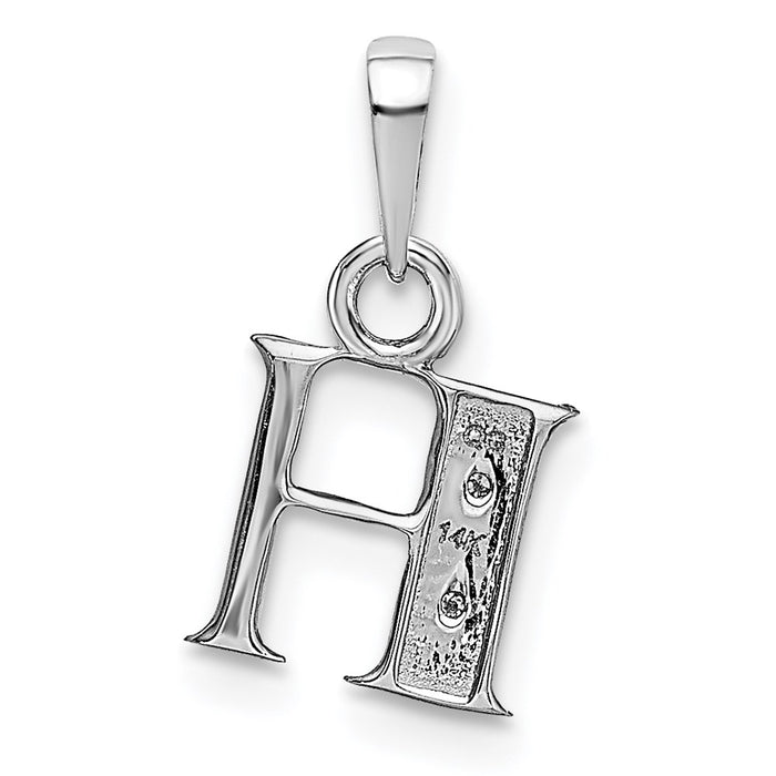 Million Charms 14K White Gold Themed Polished .01Ct Diamond Alphabet Letter Initial H Charm