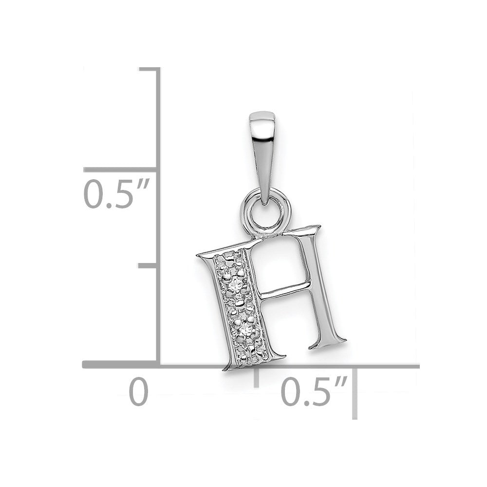 Million Charms 14K White Gold Themed Polished .01Ct Diamond Alphabet Letter Initial H Charm
