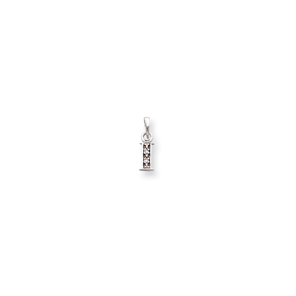 Million Charms 14K White Gold Themed Polished .01Ct Diamond Alphabet Letter Initial I Charm