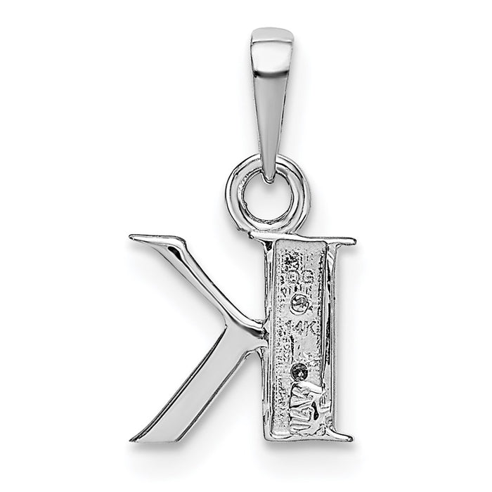 Million Charms 14K White Gold Themed Polished .01Ct Diamond Alphabet Letter Initial K Charm