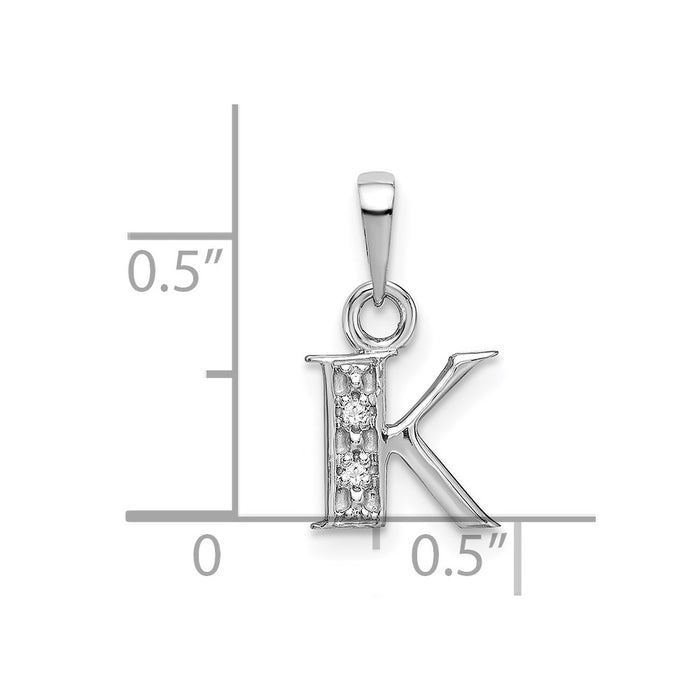 Million Charms 14K White Gold Themed Polished .01Ct Diamond Alphabet Letter Initial K Charm