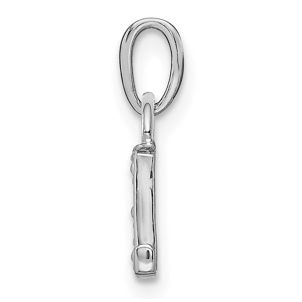 Million Charms 14K White Gold Themed Polished .01Ct Diamond Alphabet Letter Initial L Charm