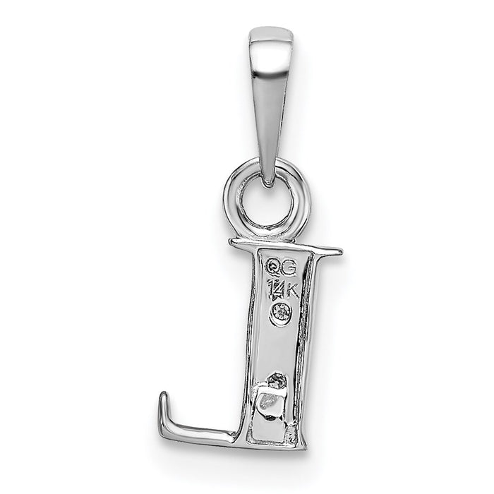 Million Charms 14K White Gold Themed Polished .01Ct Diamond Alphabet Letter Initial L Charm