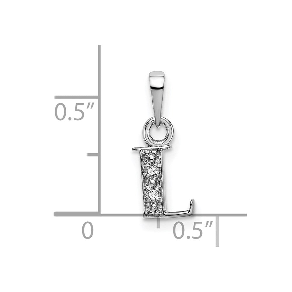 Million Charms 14K White Gold Themed Polished .01Ct Diamond Alphabet Letter Initial L Charm
