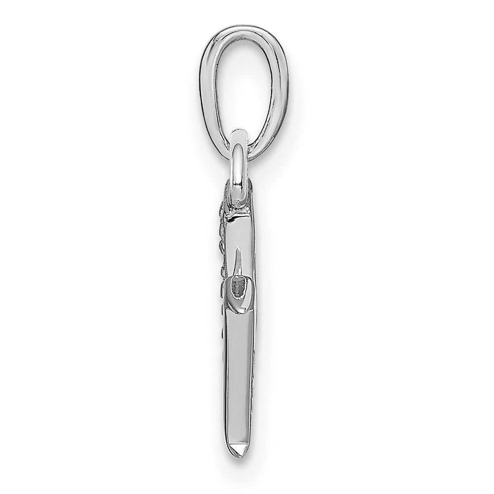 Million Charms 14K White Gold Themed Polished .01Ct Diamond Alphabet Letter Initial M Charm