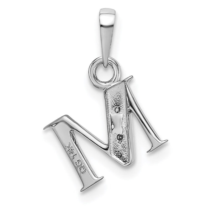 Million Charms 14K White Gold Themed Polished .01Ct Diamond Alphabet Letter Initial M Charm