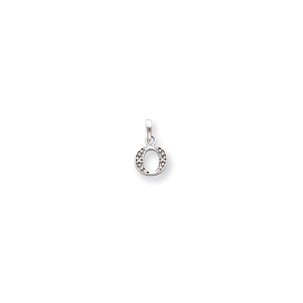 Million Charms 14K White Gold Themed Polished .01Ct Diamond Alphabet Letter Initial O Charm