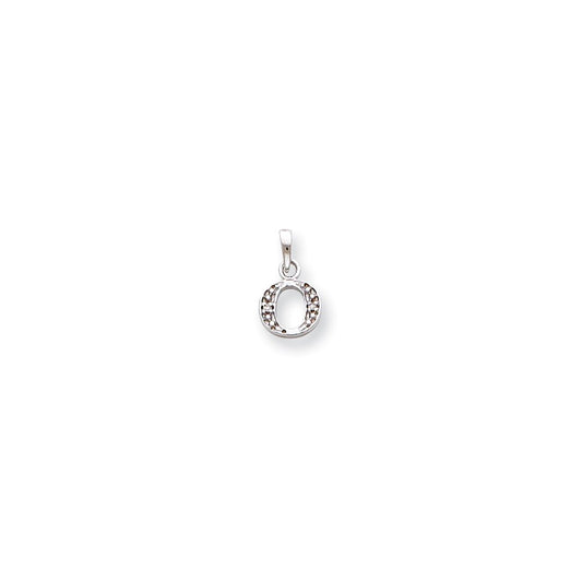 Million Charms 14K White Gold Themed Polished .01Ct Diamond Alphabet Letter Initial O Charm