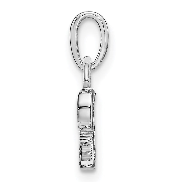 Million Charms 14K White Gold Themed Polished .01Ct Diamond Alphabet Letter Initial P Charm