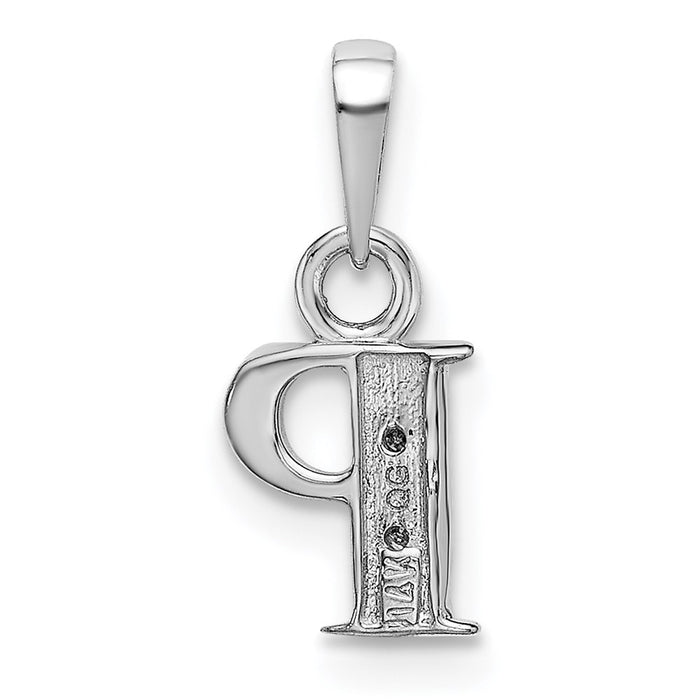 Million Charms 14K White Gold Themed Polished .01Ct Diamond Alphabet Letter Initial P Charm