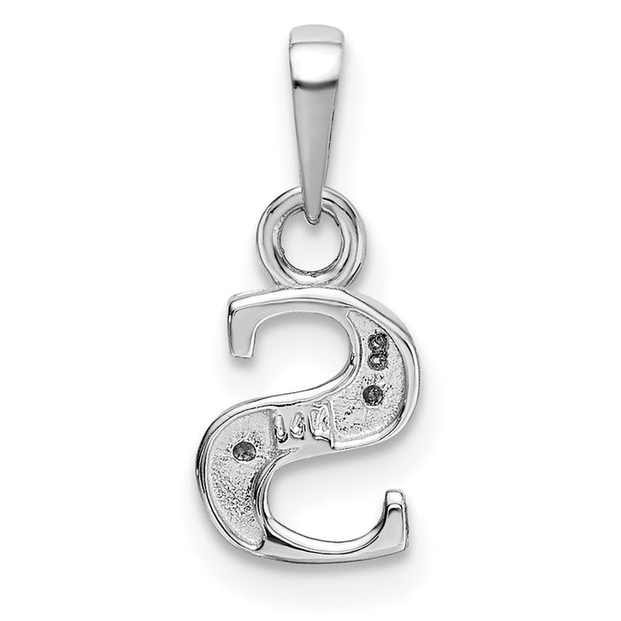 Million Charms 14K White Gold Themed Polished .01Ct Diamond Alphabet Letter Initial S Charm