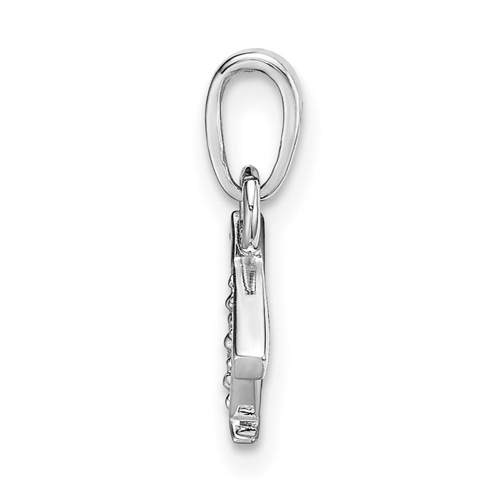 Million Charms 14K White Gold Themed Polished .01Ct Diamond Alphabet Letter Initial T Charm