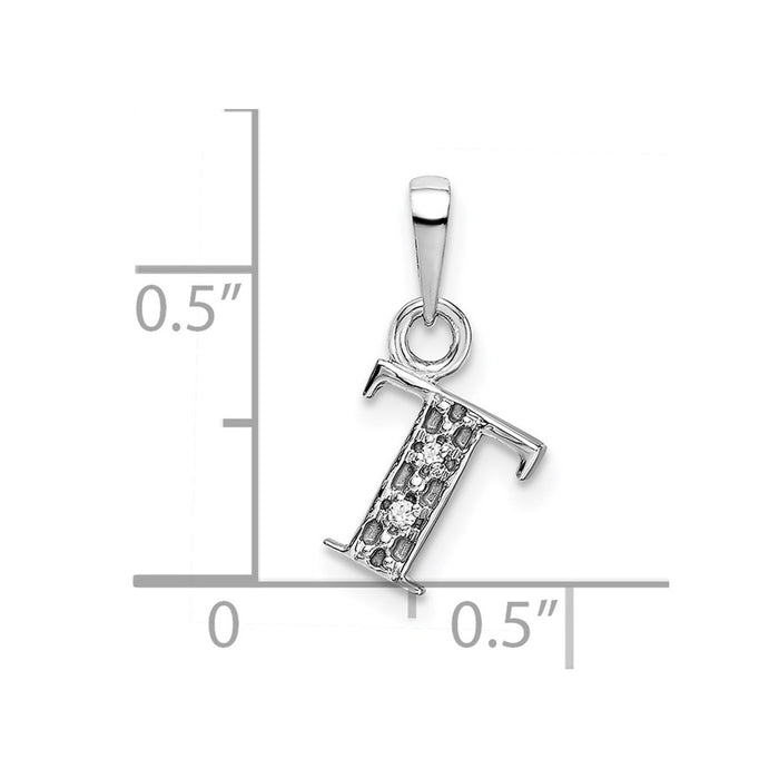 Million Charms 14K White Gold Themed Polished .01Ct Diamond Alphabet Letter Initial T Charm