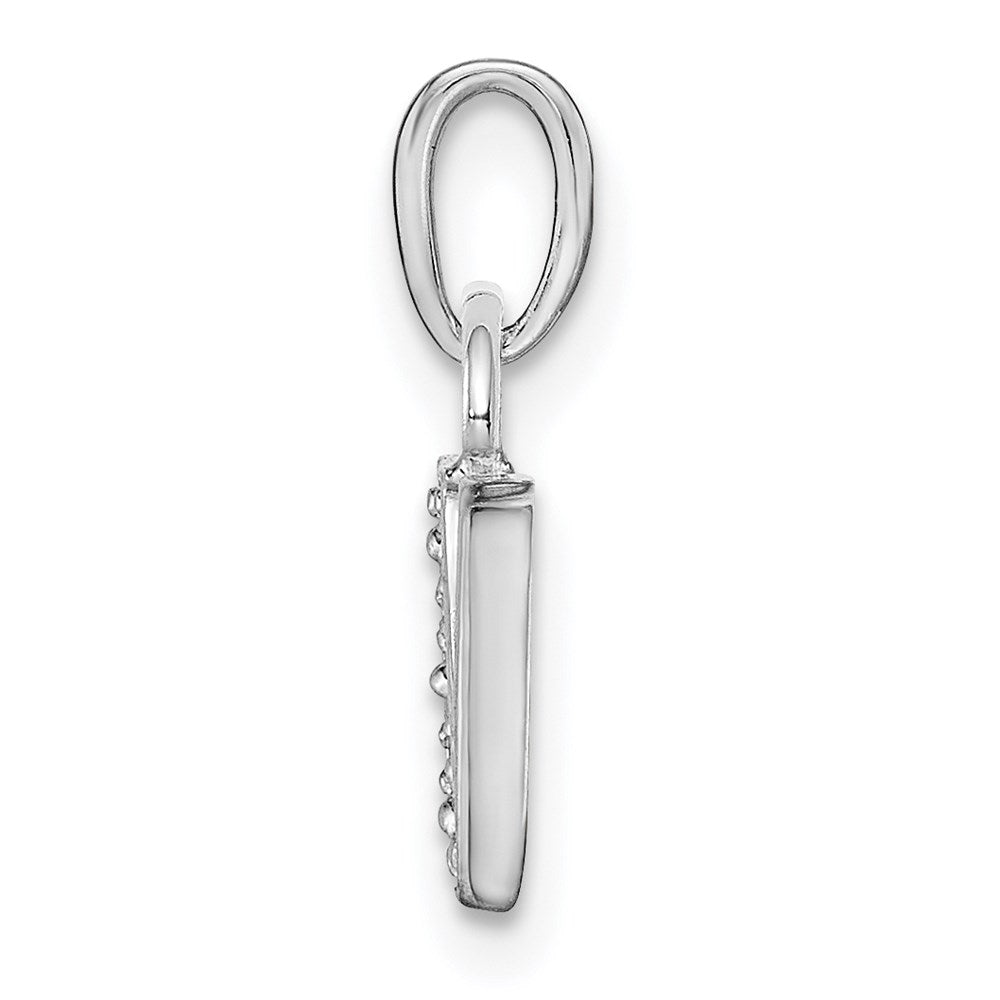 Million Charms 14K White Gold Themed Polished .01Ct Diamond Alphabet Letter Initial V Charm