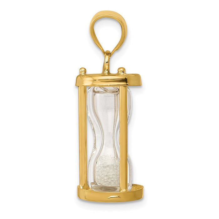 Million Charms 14K Yellow Gold Themed Polished 3-D Plastic Hourglass With Beads Charm