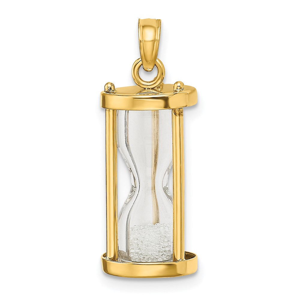 Million Charms 14K Yellow Gold Themed Polished 3-D Plastic Hourglass With Beads Charm