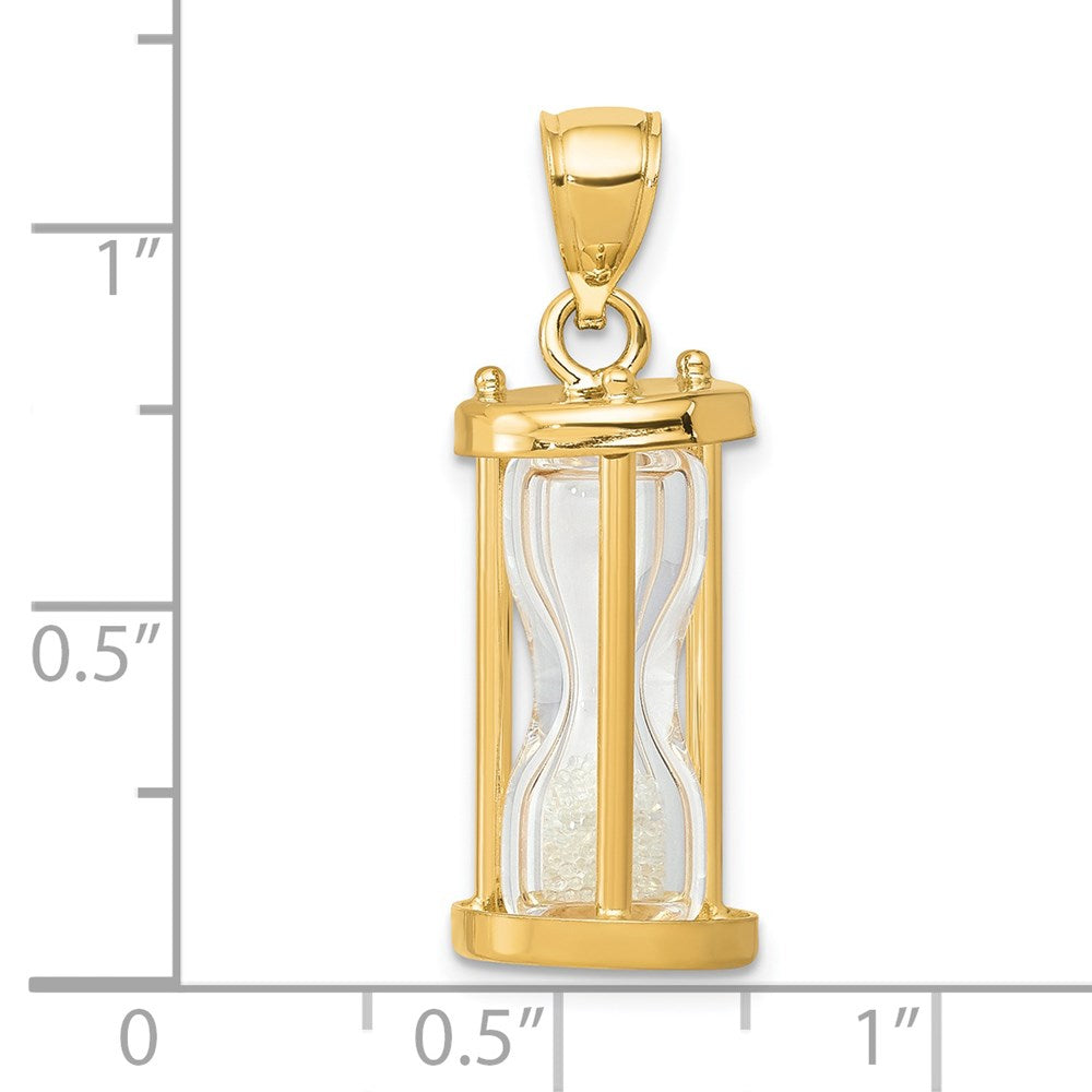 Million Charms 14K Yellow Gold Themed Polished 3-D Plastic Hourglass With Beads Charm