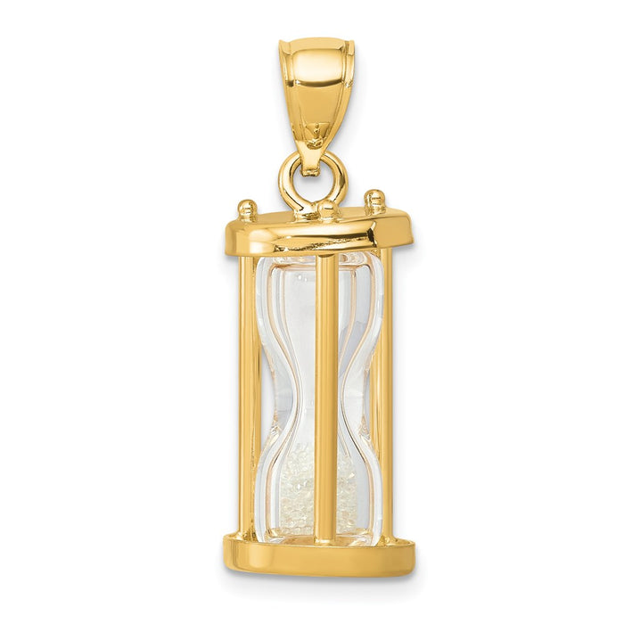 Million Charms 14K Yellow Gold Themed Polished 3-D Plastic Hourglass With Beads Charm