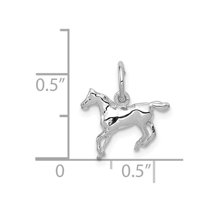 Million Charms 14K White Gold Themed Horse Charm