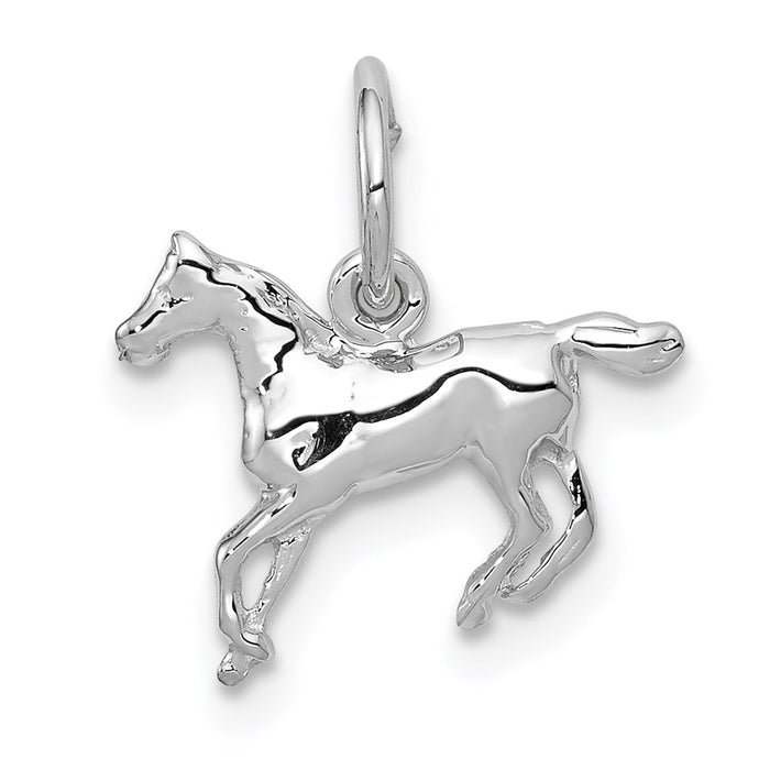 Million Charms 14K White Gold Themed Horse Charm