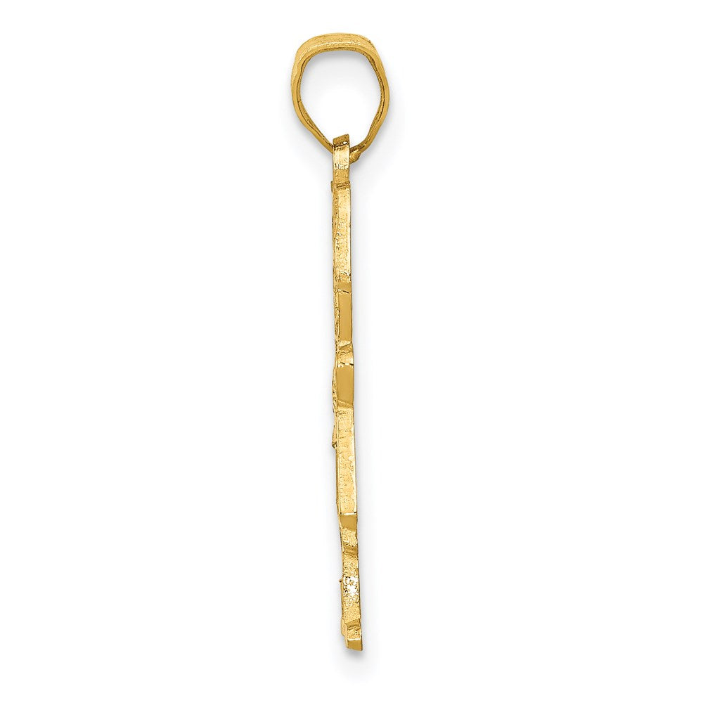 Million Charms 14K Yellow Gold Themed Girl Sports Baseball Player Pendant