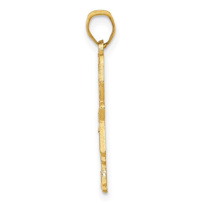 Million Charms 14K Yellow Gold Themed Girl Sports Baseball Player Pendant