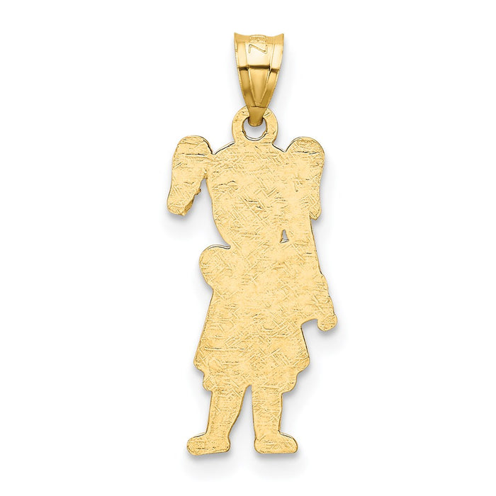 Million Charms 14K Yellow Gold Themed Girl Sports Baseball Player Pendant