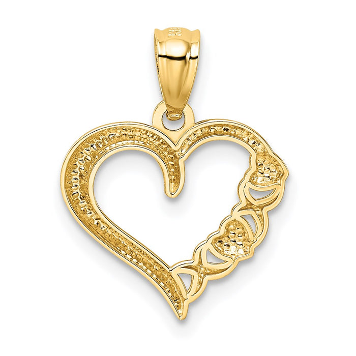 Million Charms 14K Yellow Gold Themed & White Rhodium-plated Polished Heart & X Heart Pendant
