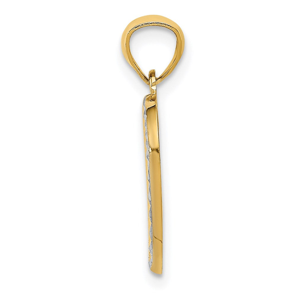 Million Charms 14K Yellow Gold Themed & White Rhodium-plated Polished Diamond-Cut Heart Pendant