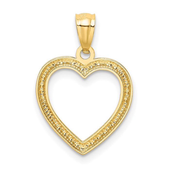 Million Charms 14K Yellow Gold Themed & White Rhodium-plated Polished Diamond-Cut Heart Pendant