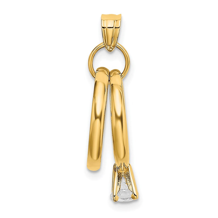 Million Charms 14K Yellow Gold Themed Large Wedding Rings With (Cubic Zirconia) CZ Charm