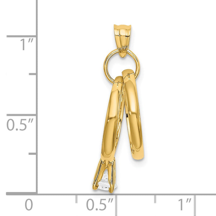 Million Charms 14K Yellow Gold Themed Large Wedding Rings With (Cubic Zirconia) CZ Charm