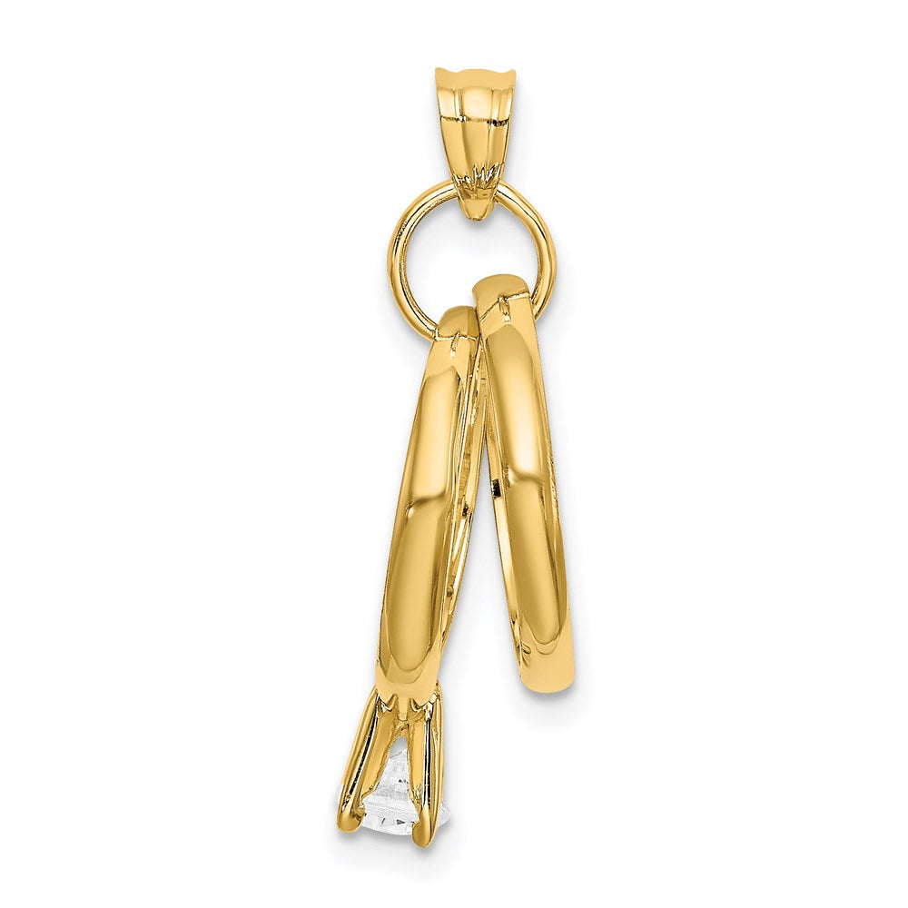 Million Charms 14K Yellow Gold Themed Large Wedding Rings With (Cubic Zirconia) CZ Charm