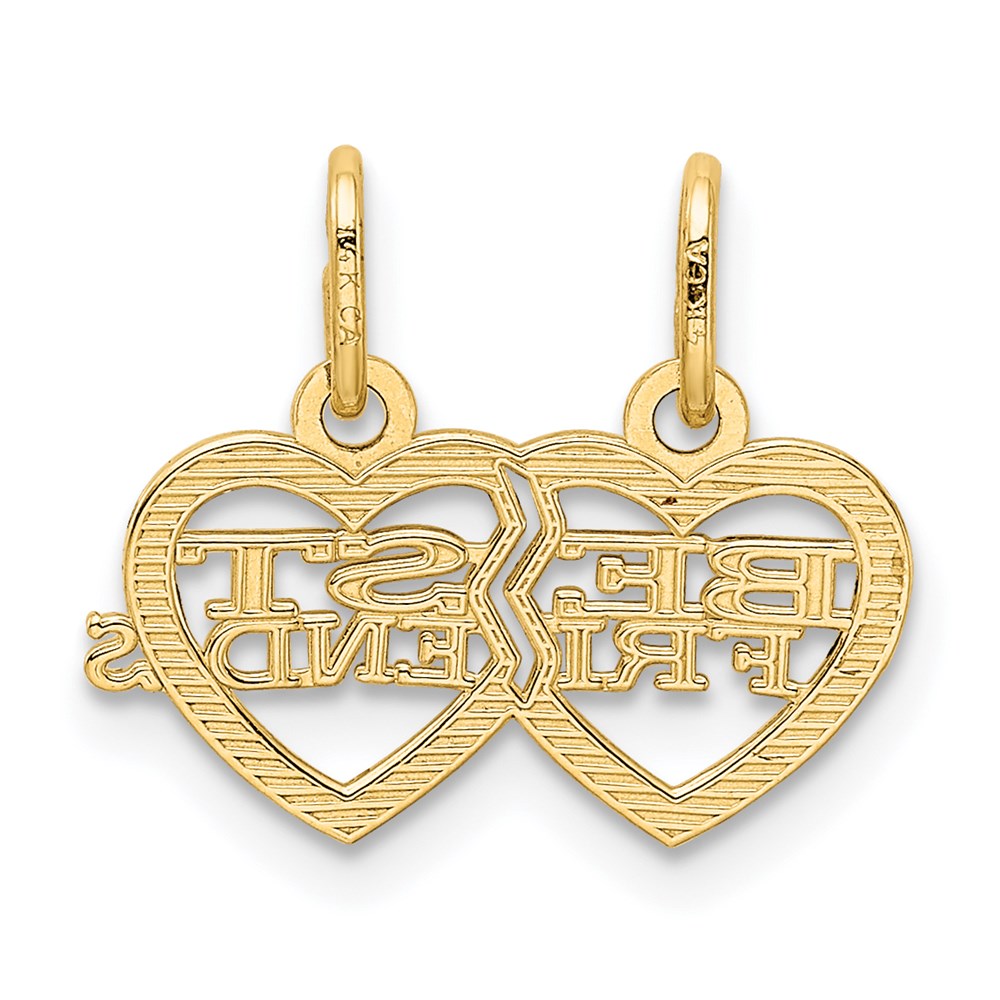 Million Charms 14K Yellow Gold Themed Double Heart Best Friends Break-Apart Charm