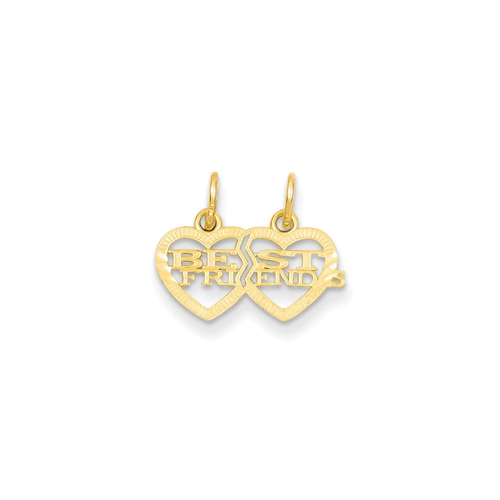 Million Charms 14K Yellow Gold Themed Double Heart Best Friends Break-Apart Charm