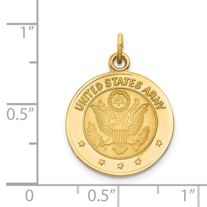Million Charms 14K Yellow Gold Themed U.S. Army Insignia Disc Pendant