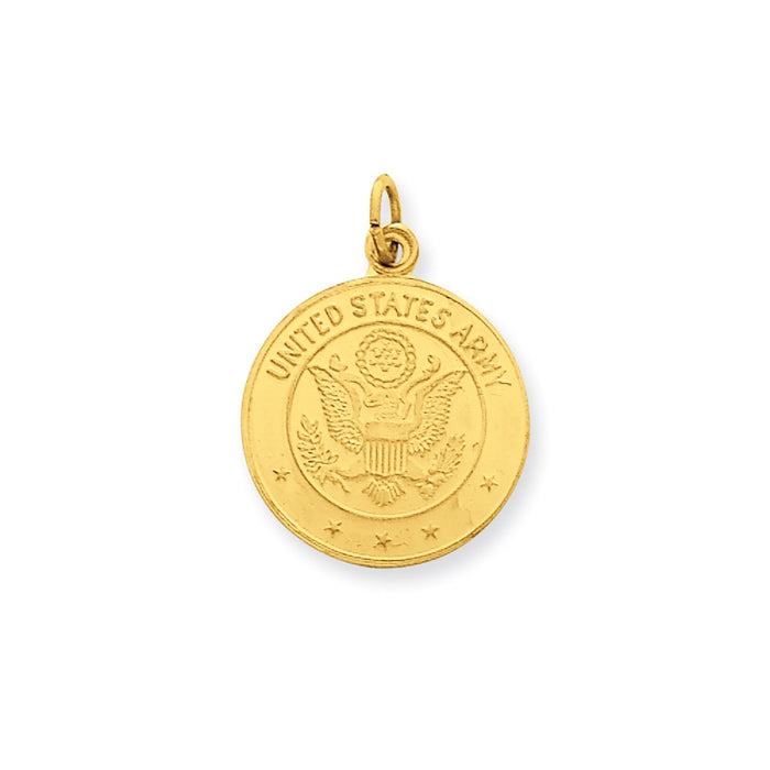 Million Charms 14K Yellow Gold Themed U.S. Army Insignia Disc Pendant